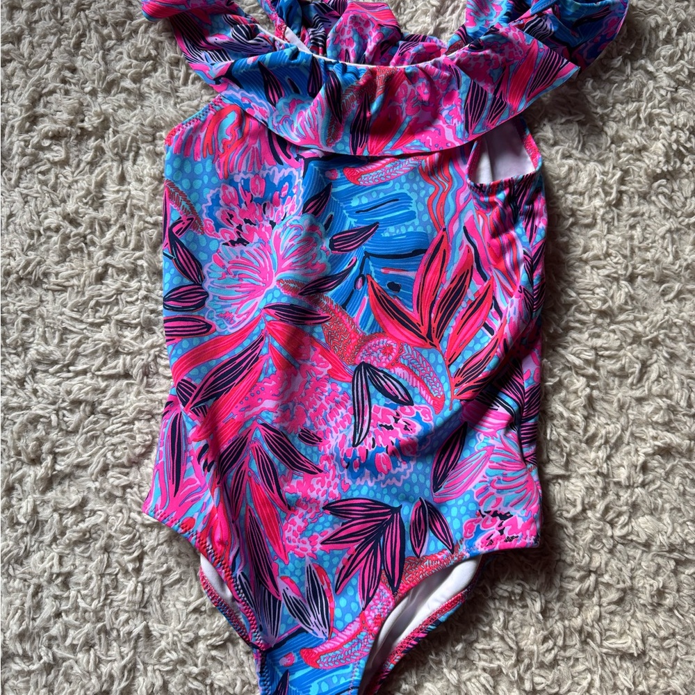 Lilly Pulitzer Kids Swim One Piece - Pink and Blue Floral